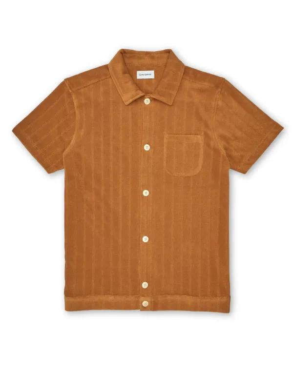 Ashby Short Sleeve Jersey Shirt Haywood Ochre made by Oliver Spencer