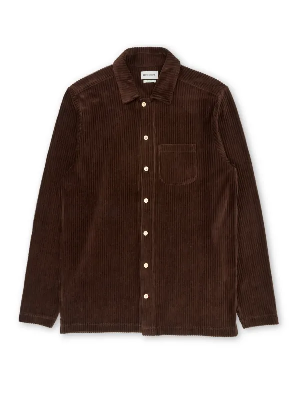 Long Sleeve Riviera Jersey Shirt Lulworth Chocolate Brown sold by Oliver Spencer