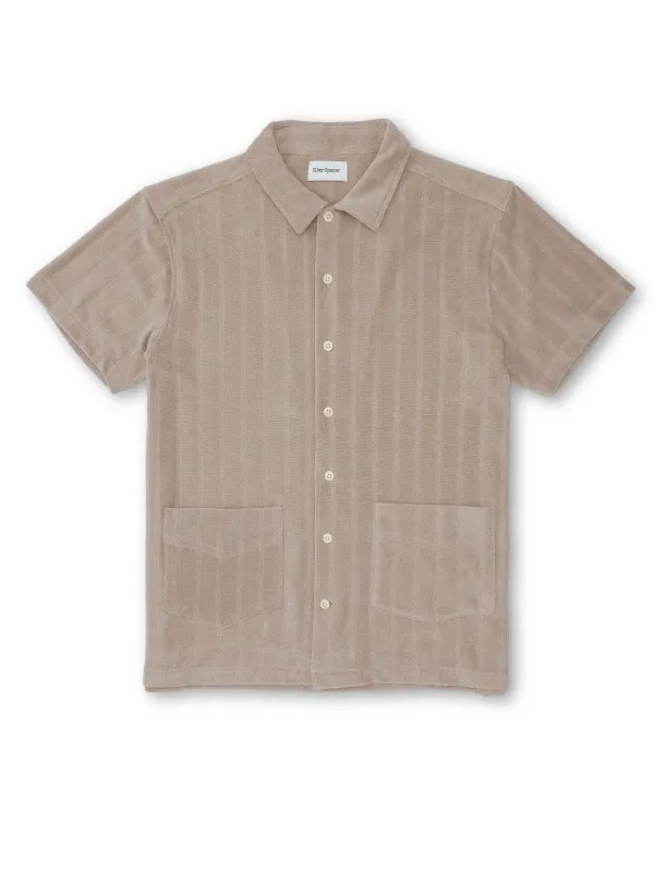 Cuban Short Sleeve Jersey Shirt Haywood Mushroom Grey sold by Oliver Spencer
