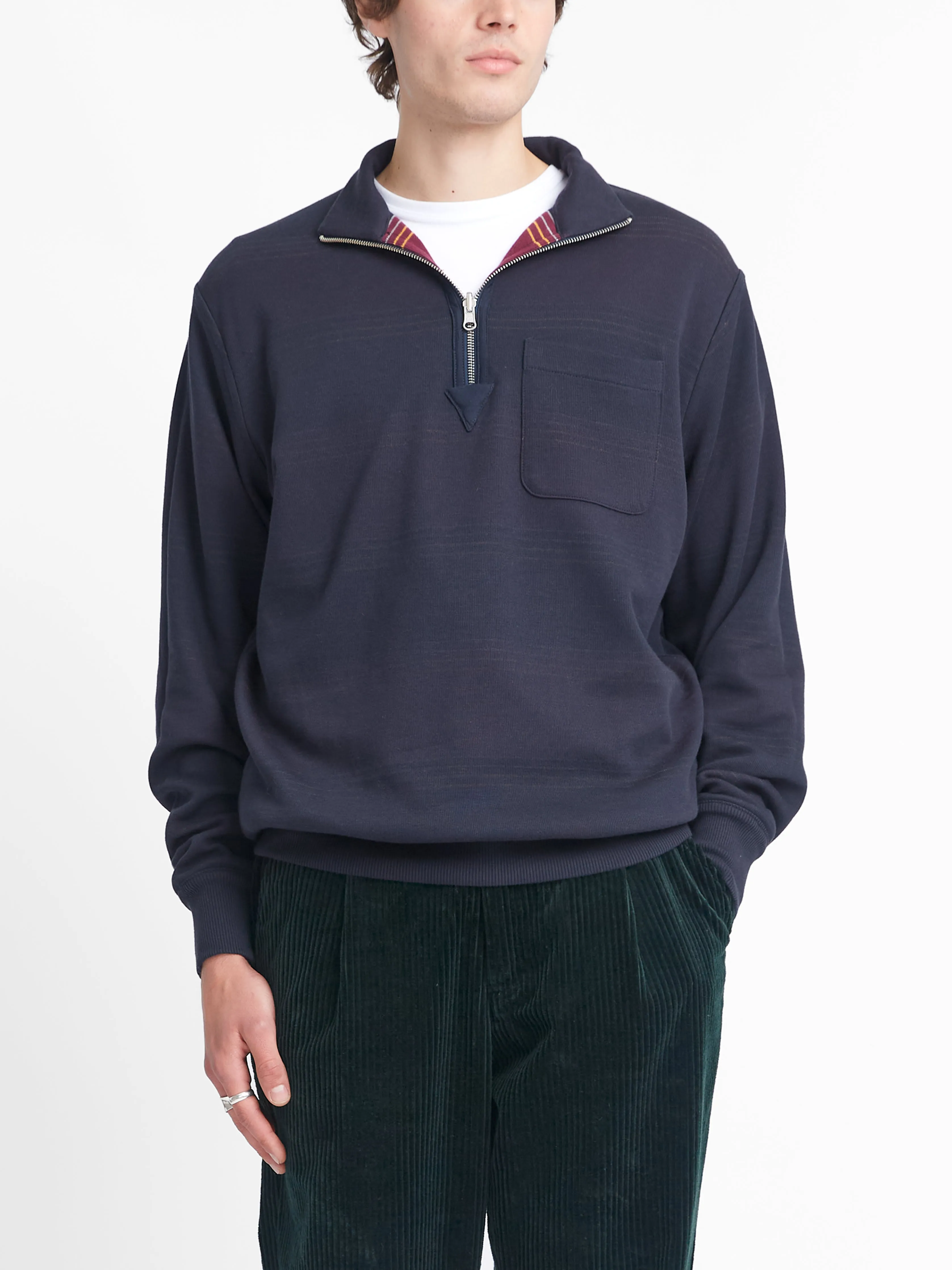 Reversible Half Zip Sweatshirt Hinkley Navy/Burgundy sold by Oliver Spencer product image thumbnail 4