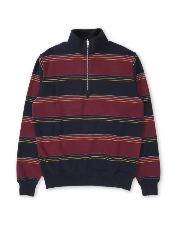 Reversible Half Zip Sweatshirt Hinkley Navy/Burgundy made by Oliver Spencer