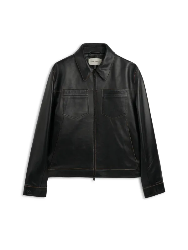 Leather Norton Jacket Leather Black sold by Oliver Spencer