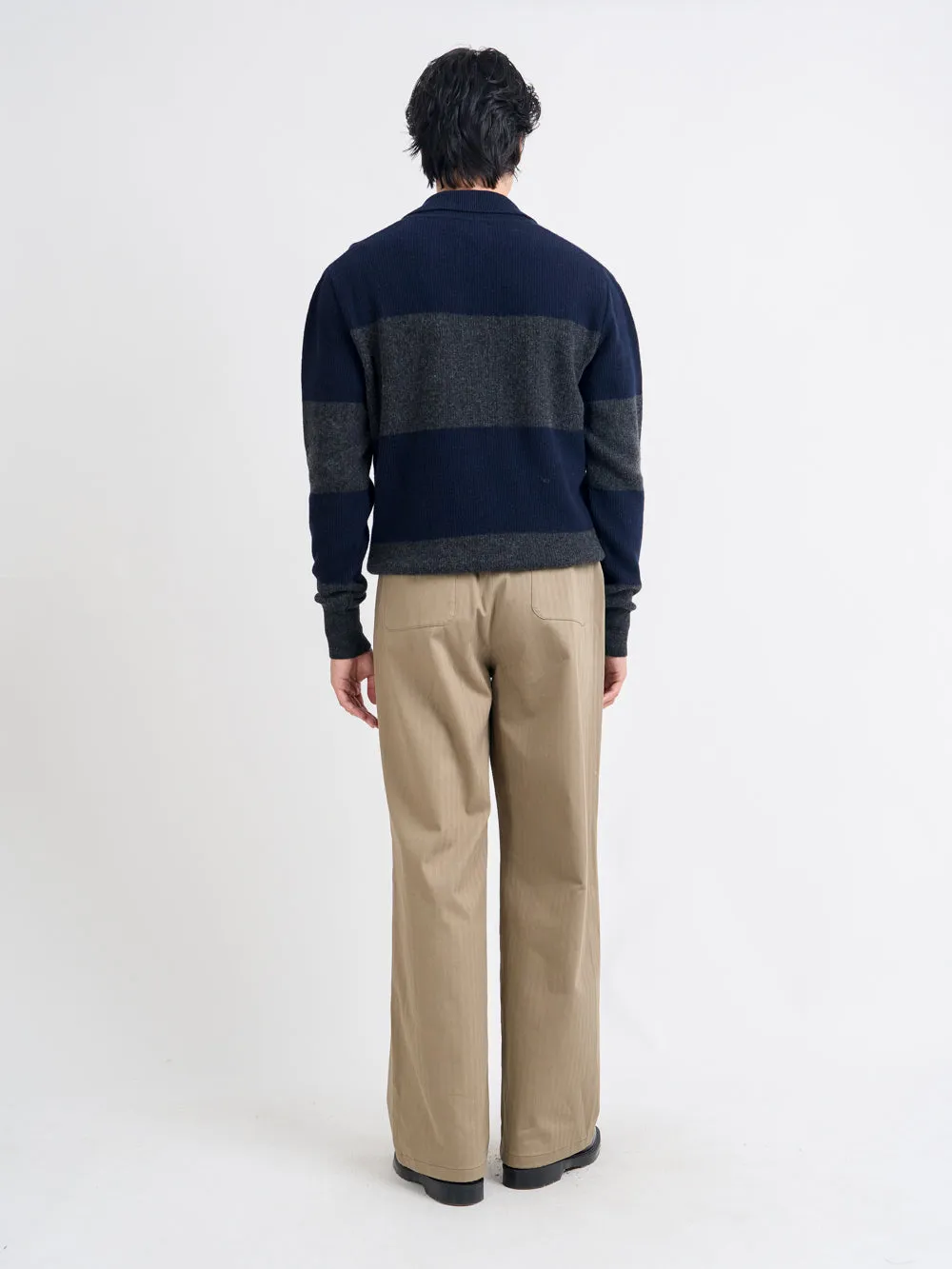 Wren Knitted Polo Shirt Paxton Navy/Charcoal sold by Oliver Spencer product image thumbnail 3