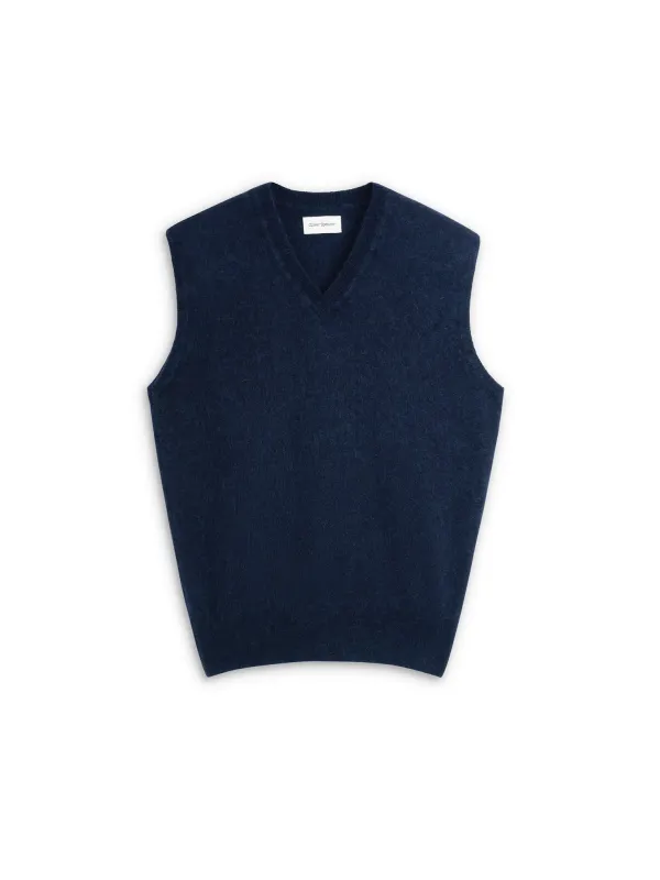 Graves V Neck Vest Rosen Navy sold by Oliver Spencer