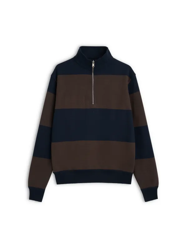 Reversible Half Zip Sweatshirt Latimer Navy/Brown sold by Oliver Spencer