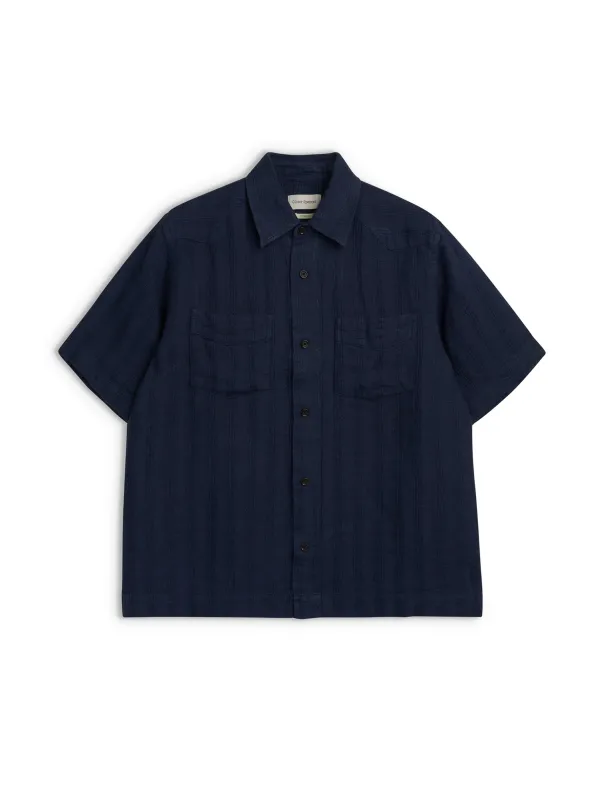 Santiago Short Sleeve Shirt Arnold Navy sold by Oliver Spencer