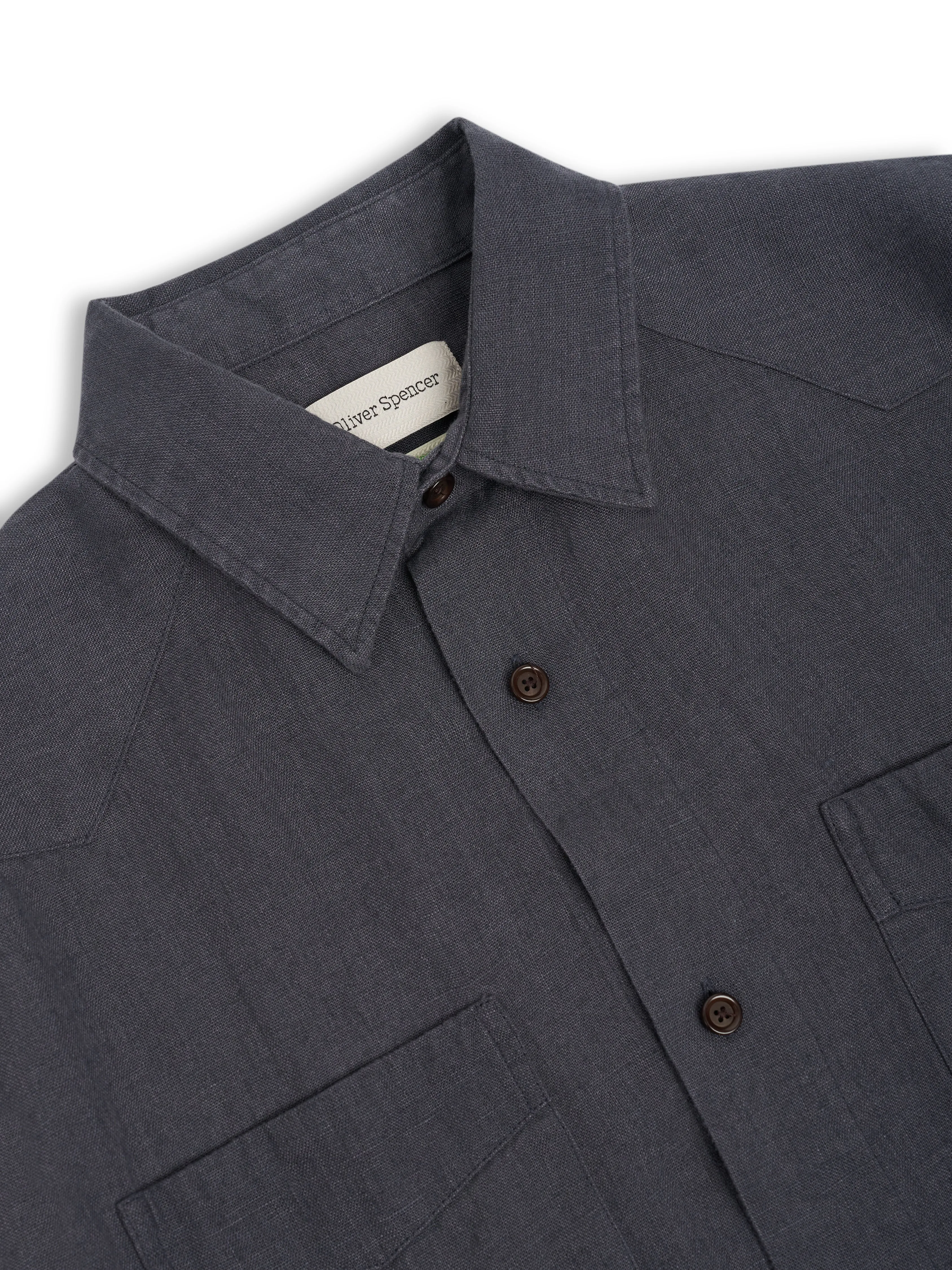 Santiago Short Sleeve Shirt Bleeker Gunmetal Grey sold by Oliver Spencer product image thumbnail 2