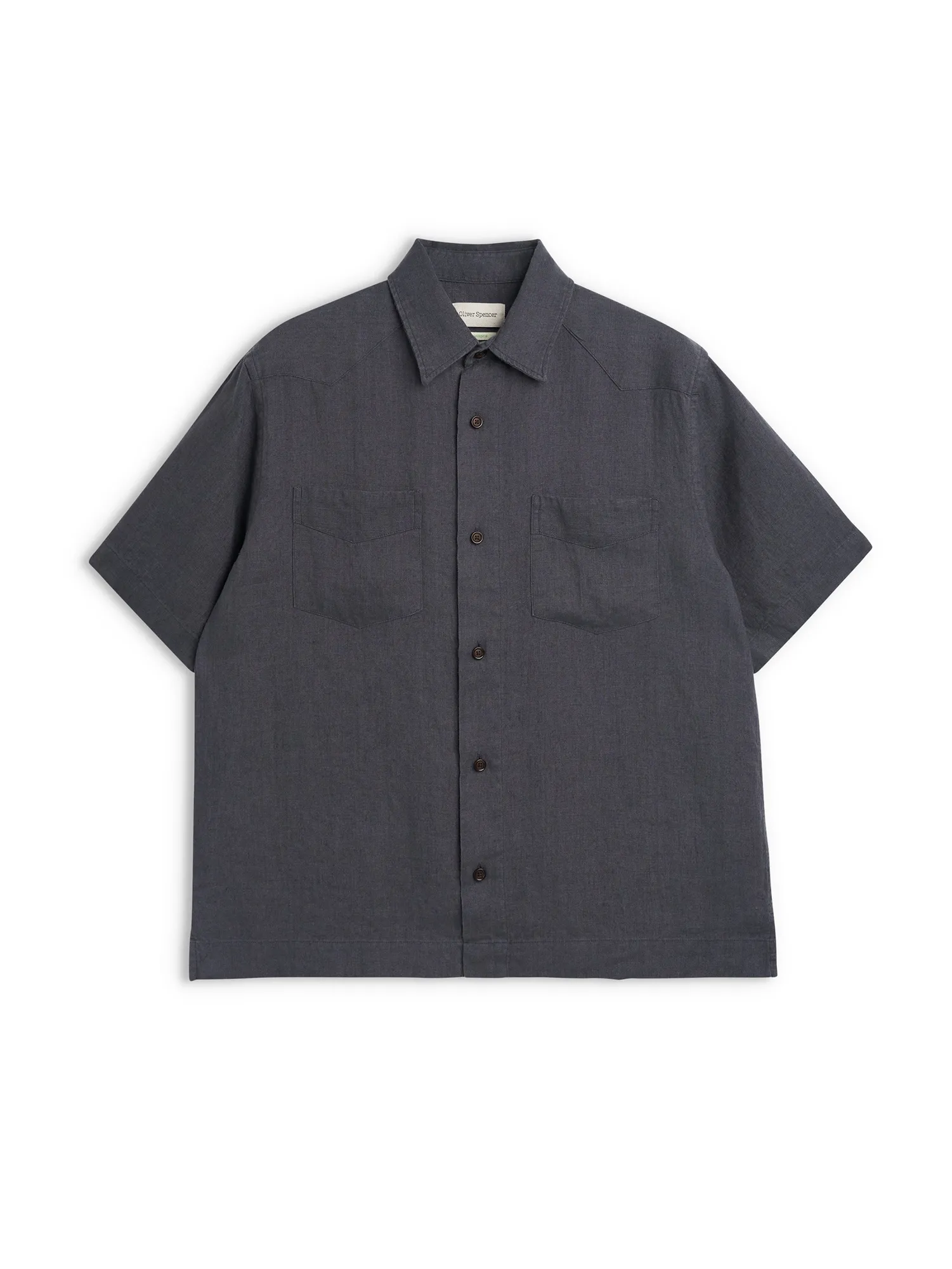 Santiago Short Sleeve Shirt Bleeker Gunmetal Grey sold by Oliver Spencer