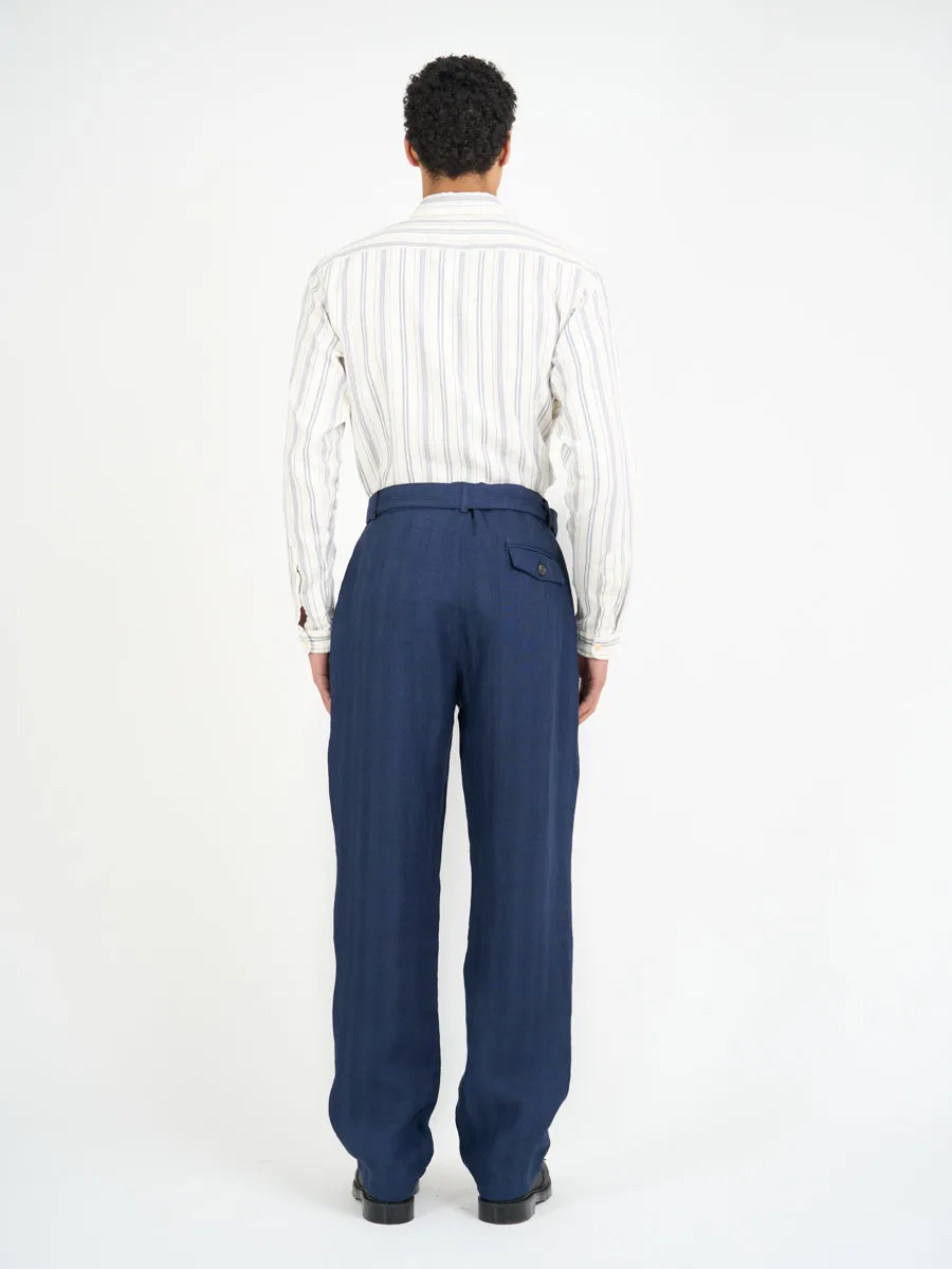 Belted Trousers Arnold Navy sold by Oliver Spencer product image thumbnail 3