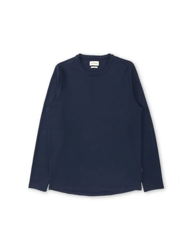 Heavy Long Sleeve Plain T-Shirt Tavistock Navy sold by Oliver Spencer