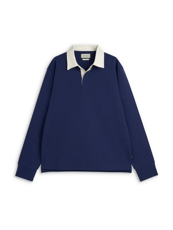 Heavy Long Sleeve Rugby Top Parton Indigo Blue sold by Oliver Spencer