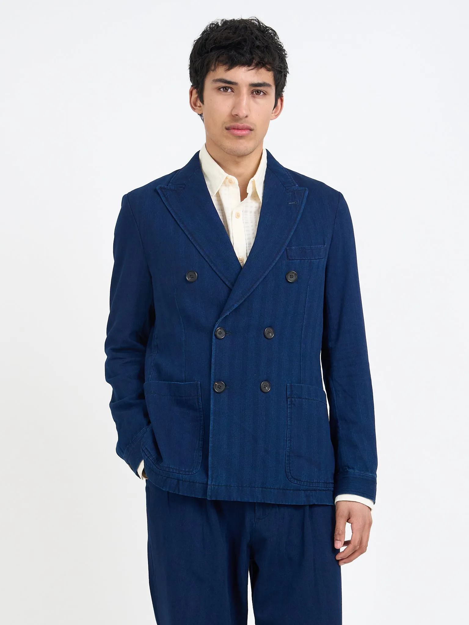 Faye Indigo Blue Double Breasted Suit sold by Oliver Spencer product image thumbnail 4