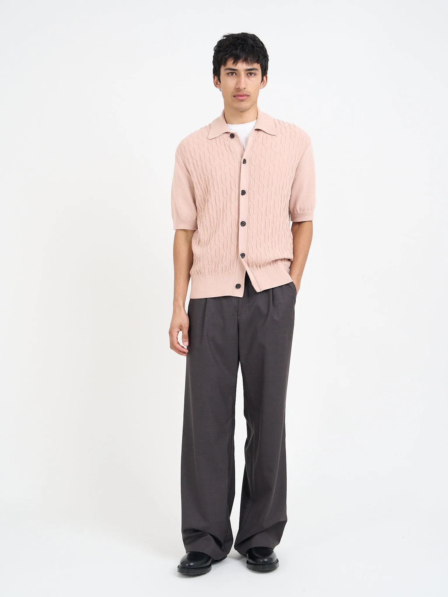 Short Sleeve Rossell Knitted Shirt Penrose Pink sold by Oliver Spencer product image thumbnail 2