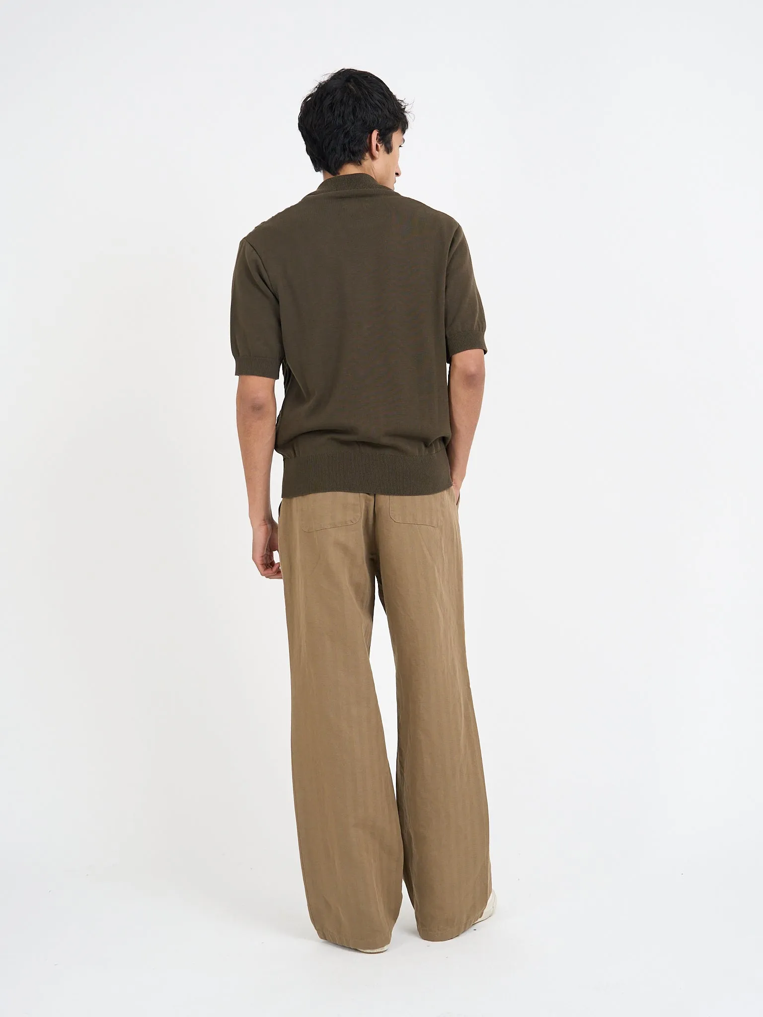 Short Sleeve Rossell Knitted Shirt Penrose Khaki Brown sold by Oliver Spencer product image thumbnail 3