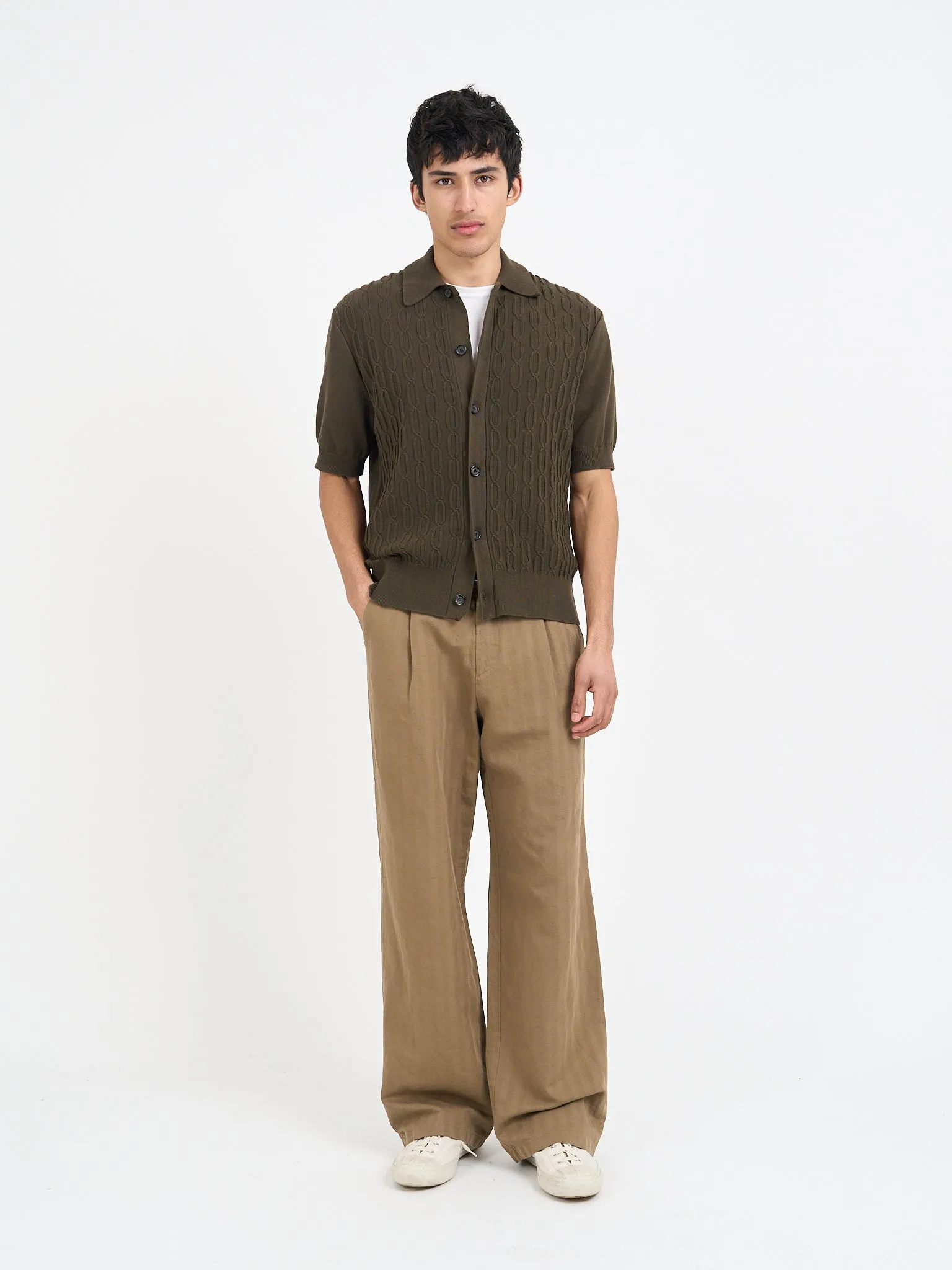 Short Sleeve Rossell Knitted Shirt Penrose Khaki Brown sold by Oliver Spencer product image thumbnail 2