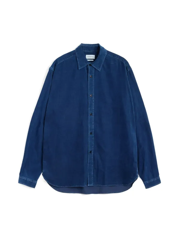 Atlanta Long Sleeve Shirt (Loose Fit) Newson Cord Indigo Blue sold by Oliver Spencer