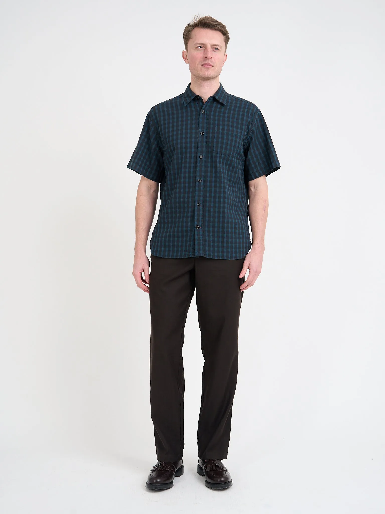 Atlanta Short Sleeve Shirt (Loose Fit) Lennox Navy sold by Oliver Spencer product image thumbnail 2