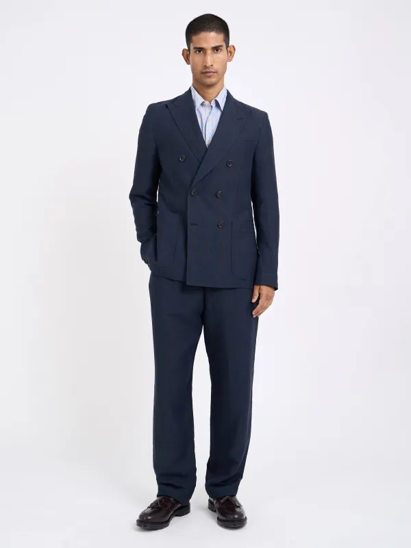 Silman Navy Double Breasted Suit made by Oliver Spencer