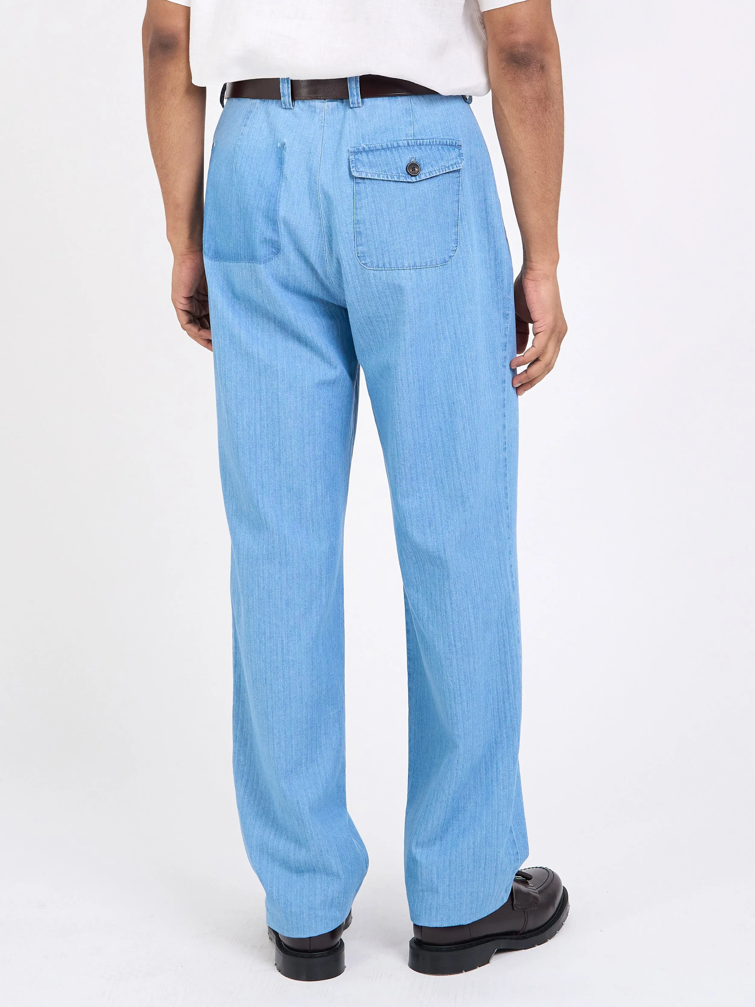 Morton Pleated Trousers Marden Indigo sold by Oliver Spencer product image thumbnail 3