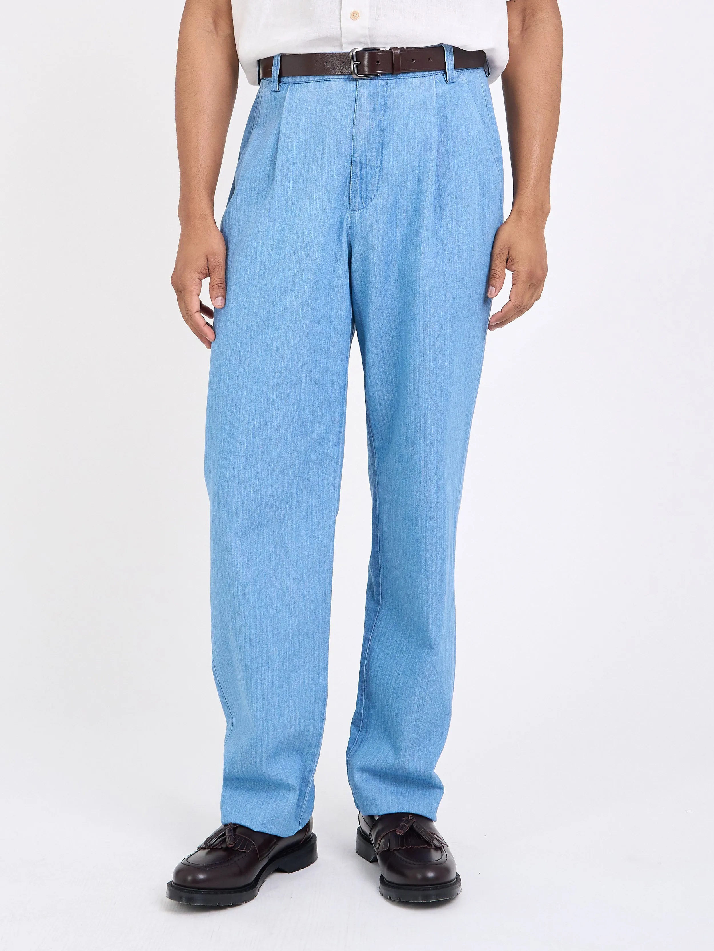 Morton Pleated Trousers Marden Indigo sold by Oliver Spencer product image thumbnail 2