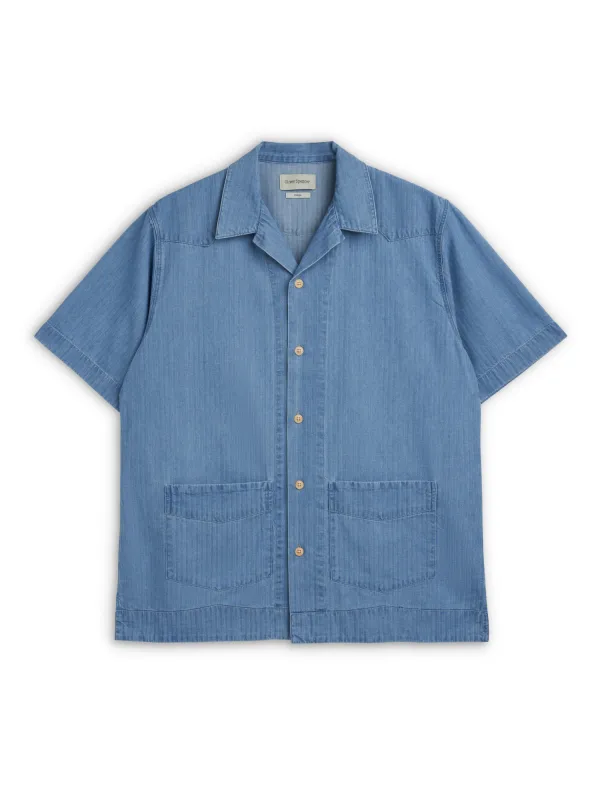 Cuban Short Sleeve Shirt Marden Indigo made by Oliver Spencer