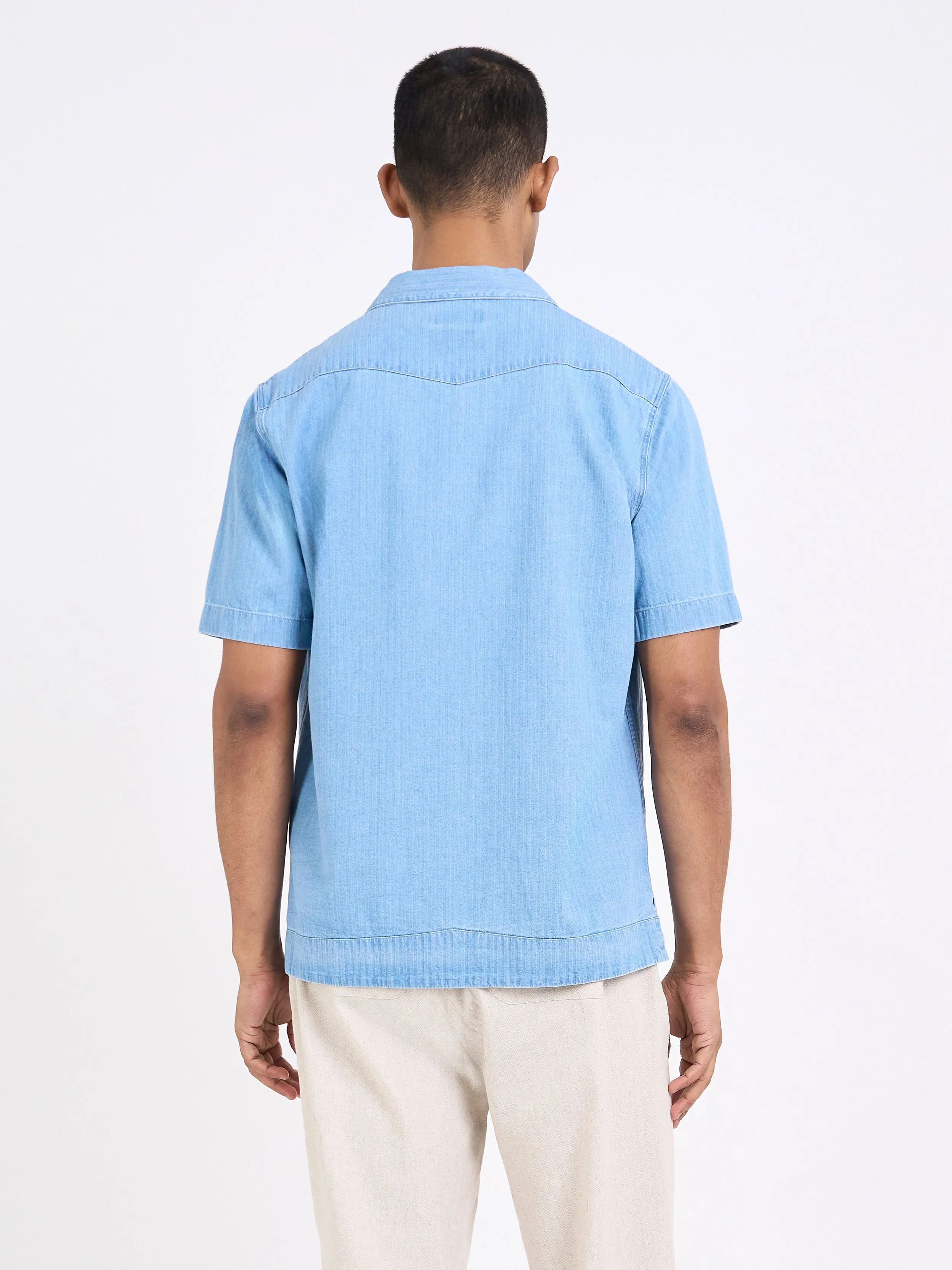 Cuban Short Sleeve Shirt Marden Indigo sold by Oliver Spencer product image thumbnail 3