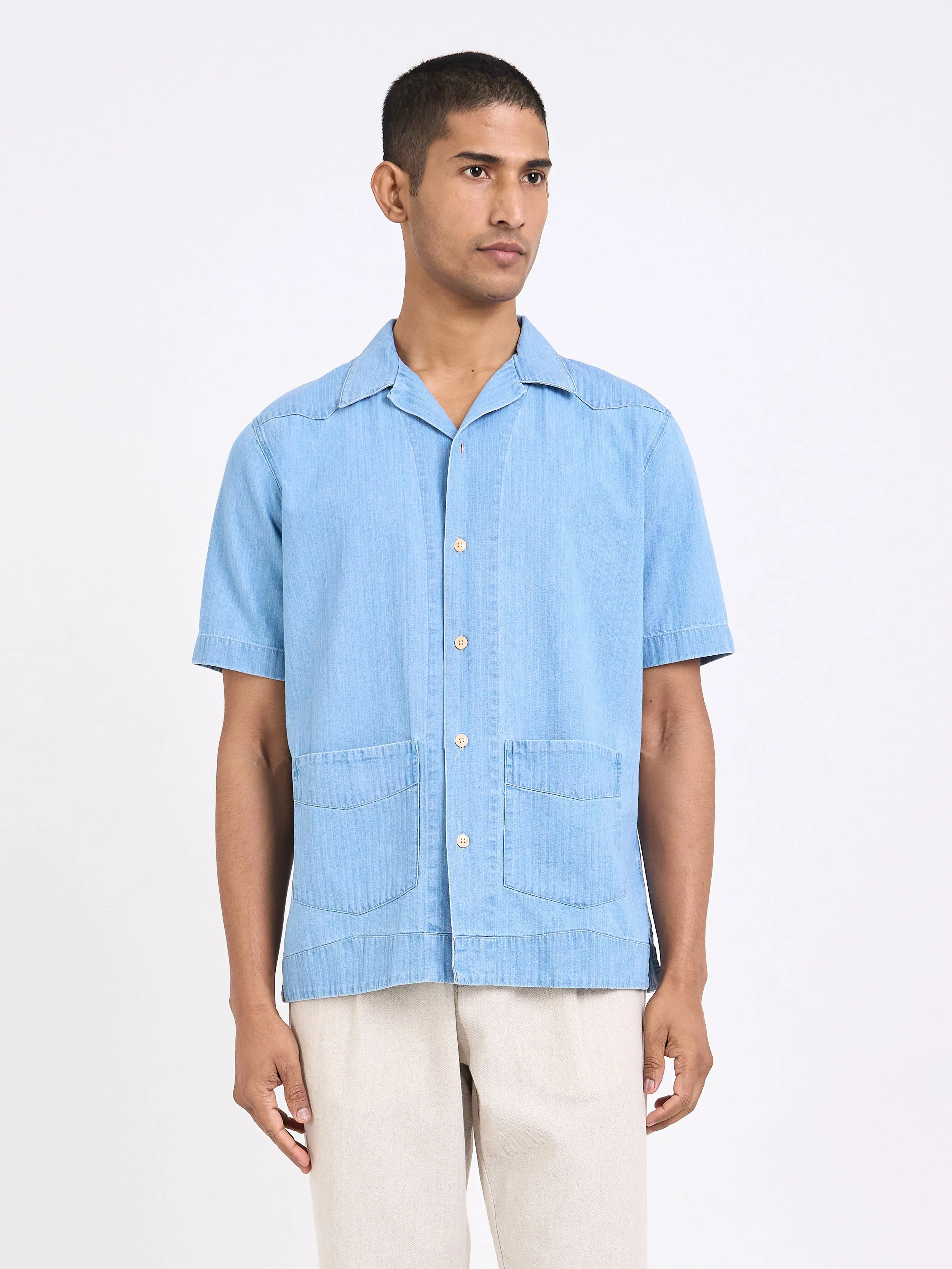 Cuban Short Sleeve Shirt Marden Indigo sold by Oliver Spencer product image thumbnail 2
