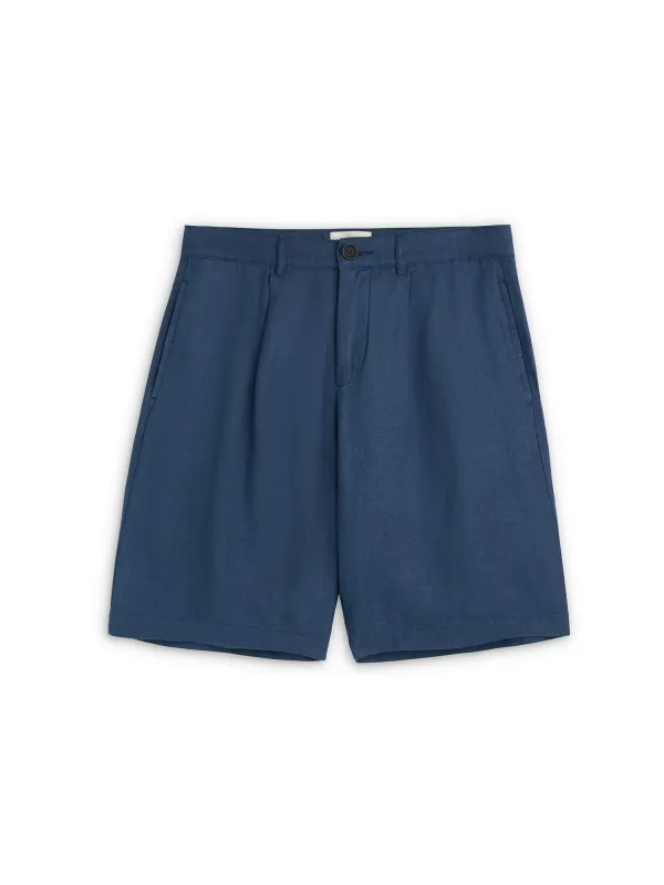 Pleated Shorts Coney Navy made by Oliver Spencer