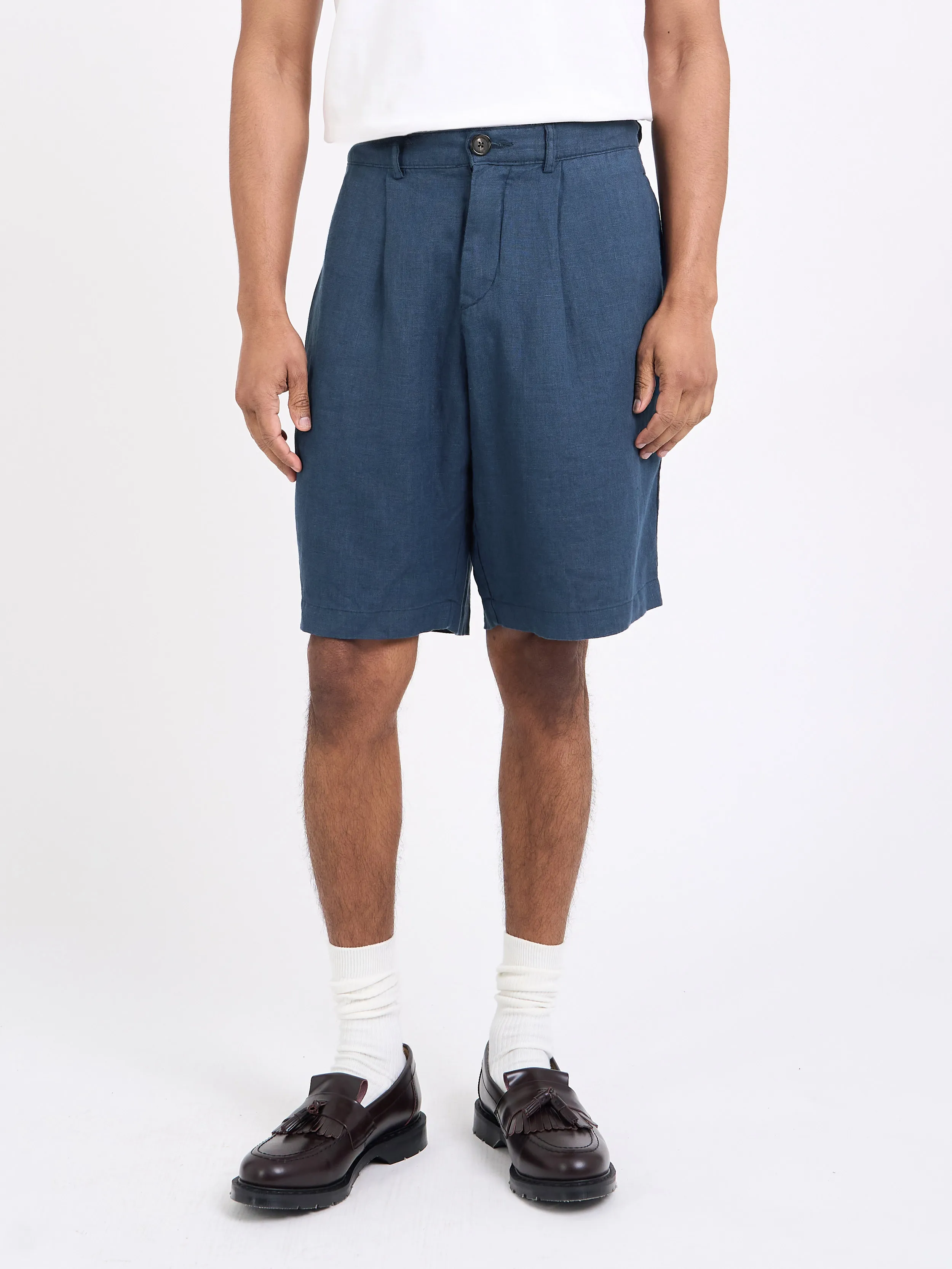 Pleated Shorts Coney Navy sold by Oliver Spencer product image thumbnail 2