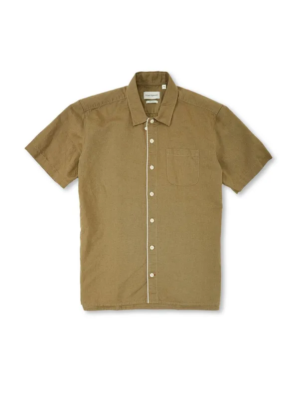 Hawaiian Short Sleeve Shirt Linton Tobacco made by Oliver Spencer