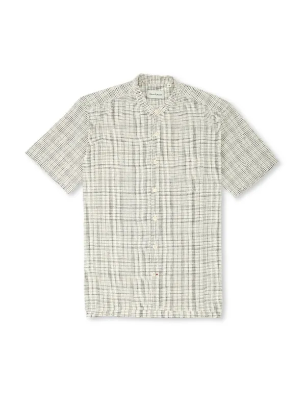 Short Sleeve Grandad Shirt Fritton Cream made by Oliver Spencer