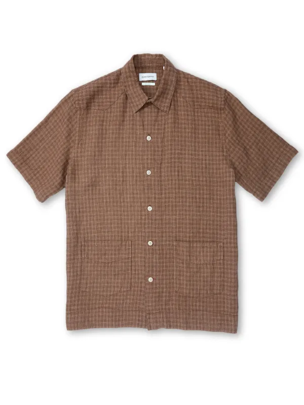 Cuban Short Sleeve Shirt Popham Brown made by Oliver Spencer