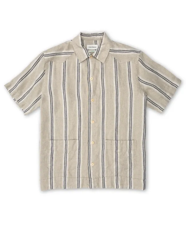Cuban Short Sleeve Shirt Loughlin Sand made by Oliver Spencer