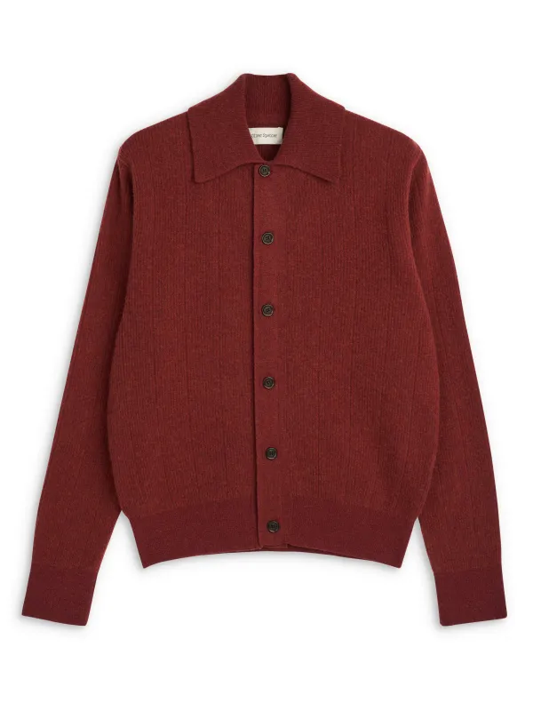Britten Knitted Cardigan Overton Red made by Oliver Spencer