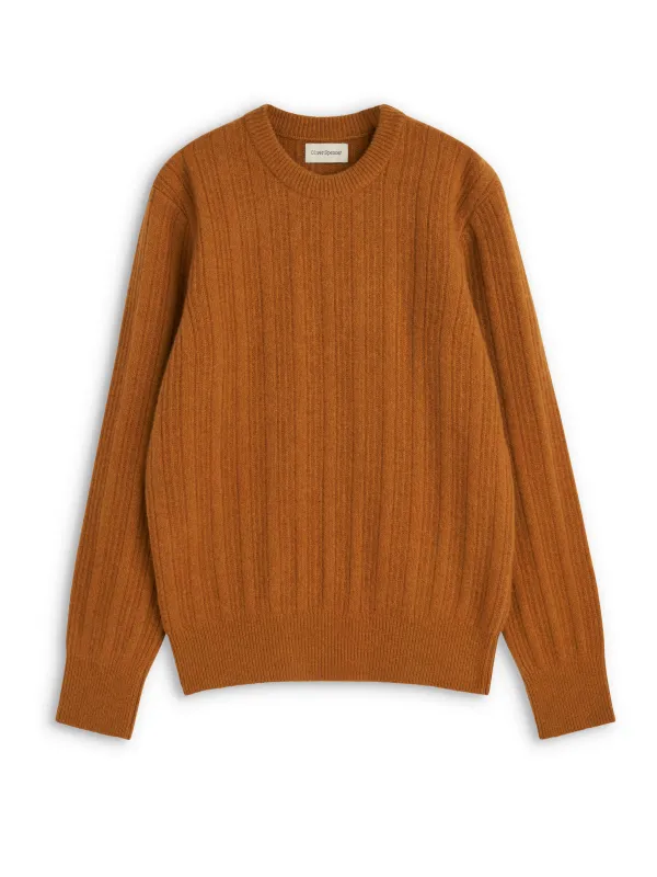 Blenheim Crew Neck Jumper Darlington Yellow Ochre made by Oliver Spencer