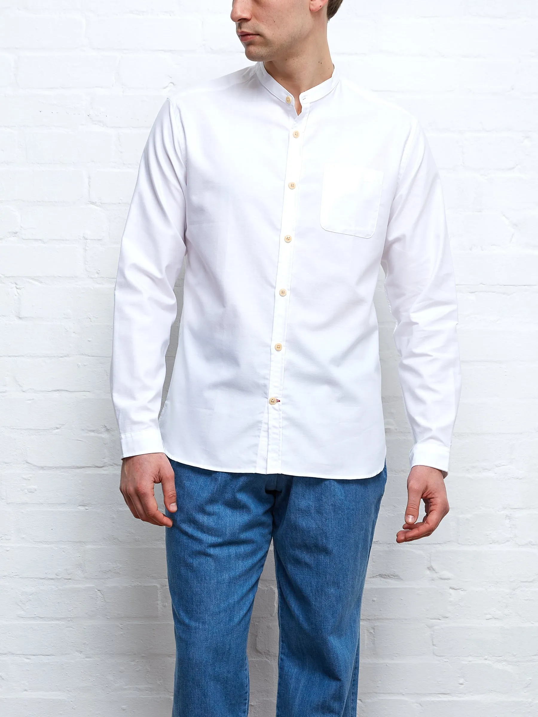 Grandad Shirt Brecon White sold by Oliver Spencer product image thumbnail 5