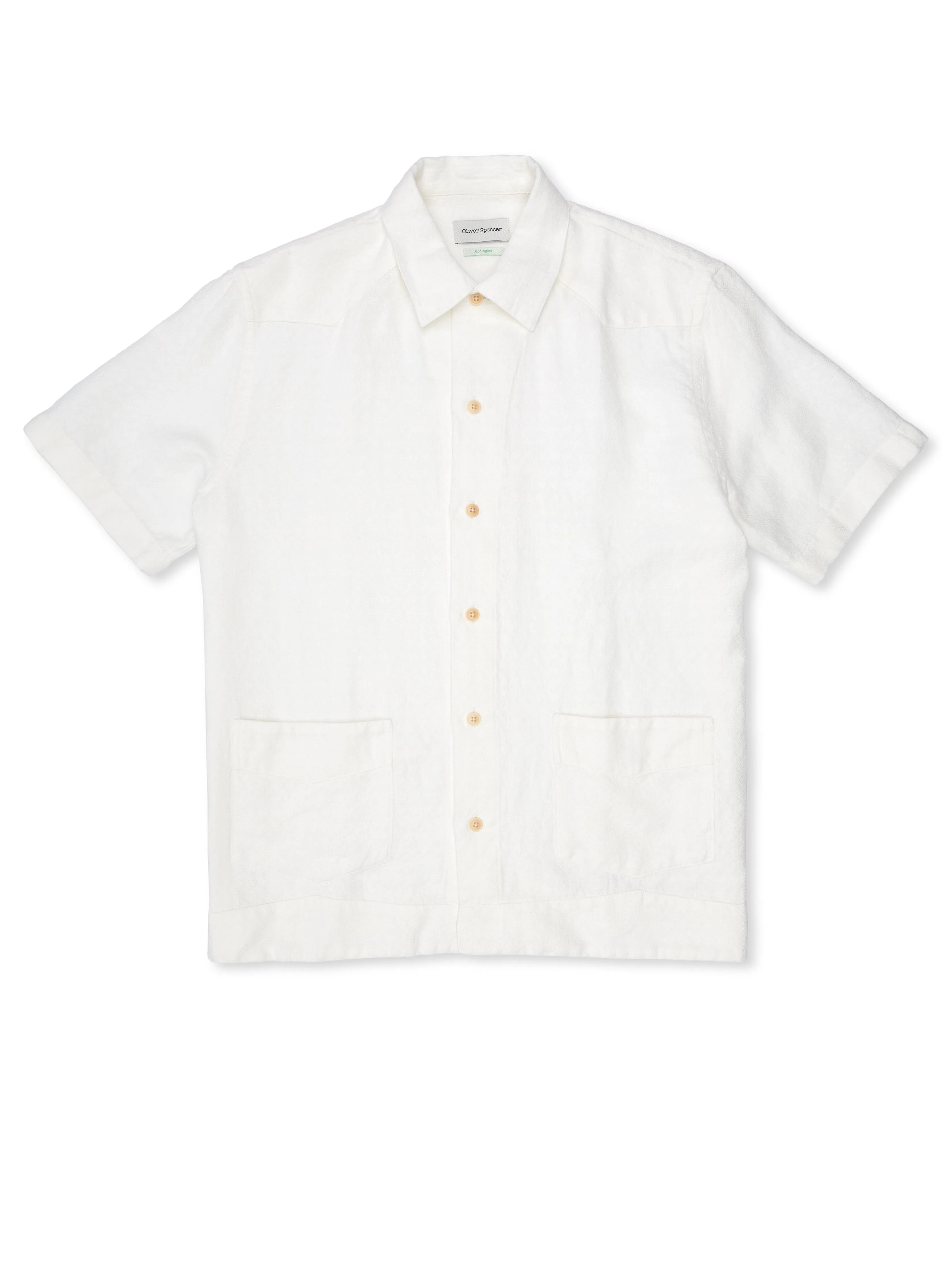 Cuban Short Sleeve Shirt Medley White sold by Oliver Spencer