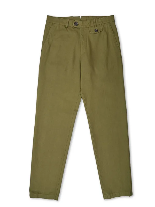 Fishtail Trousers Ellbridge Green sold by Oliver Spencer