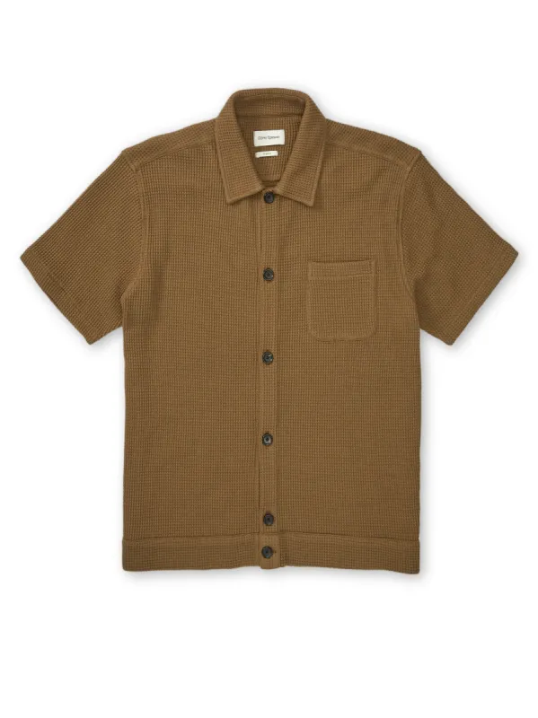 Ashby Short Sleeve Jersey Shirt Barton Tobacco Brown sold by Oliver Spencer