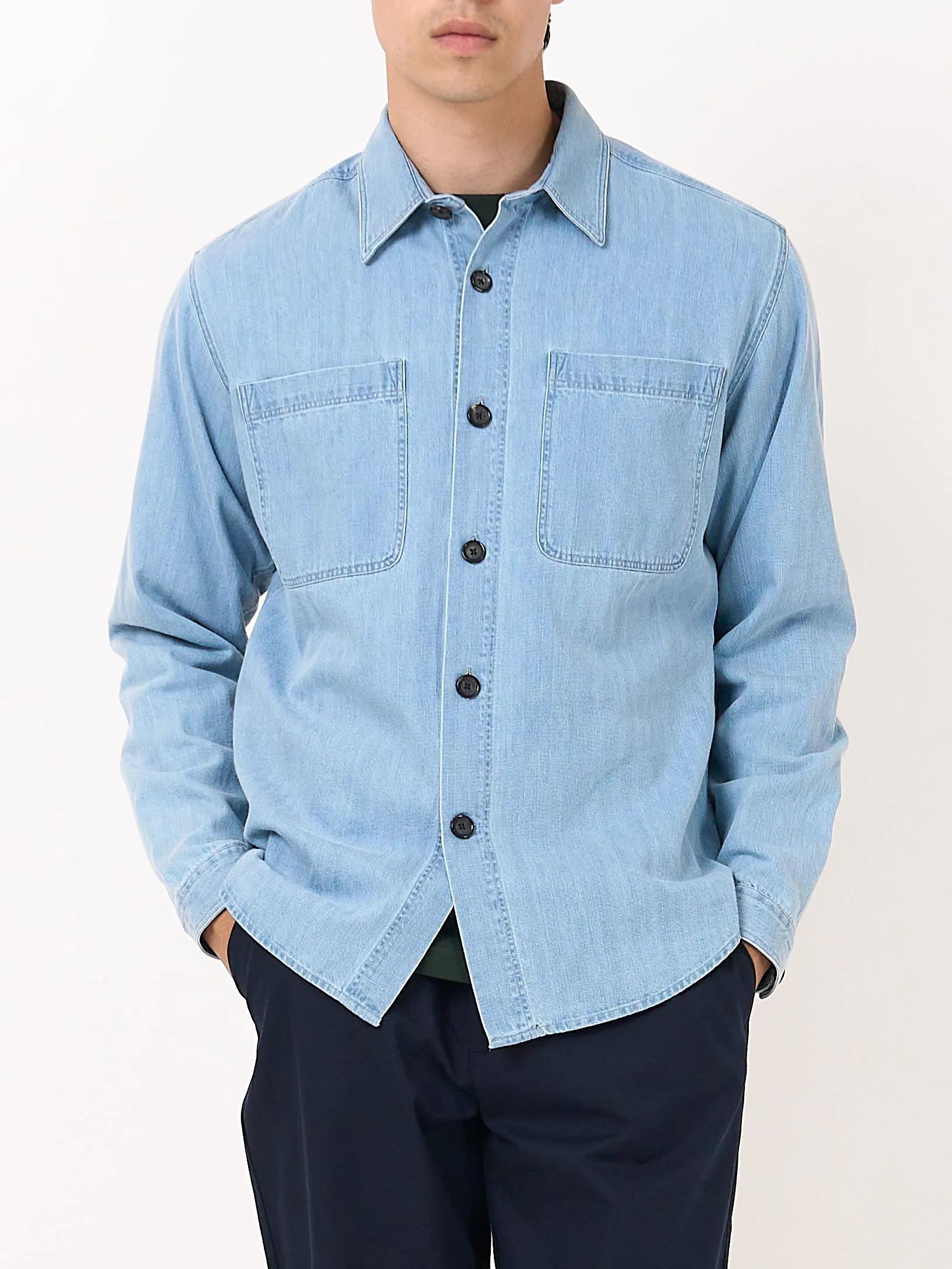 Treviscoe Shirt Mullins Denim Indigo Light sold by Oliver Spencer product image thumbnail 3