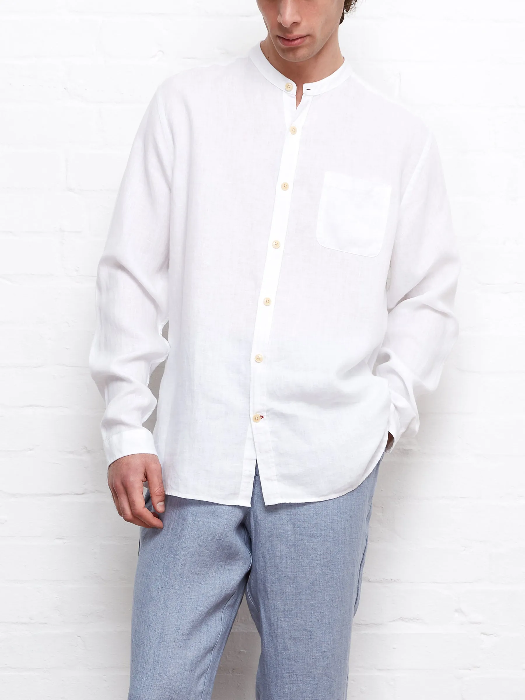 Grandad Shirt Bridford White sold by Oliver Spencer product image thumbnail 2