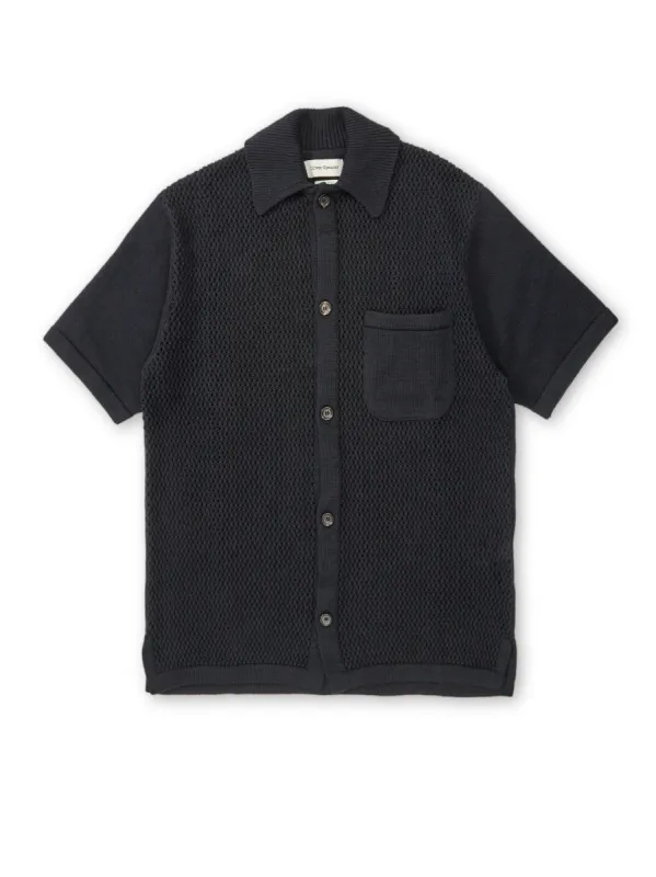 Short Sleeve Mawes Knitted Shirt Tamar Navy sold by Oliver Spencer