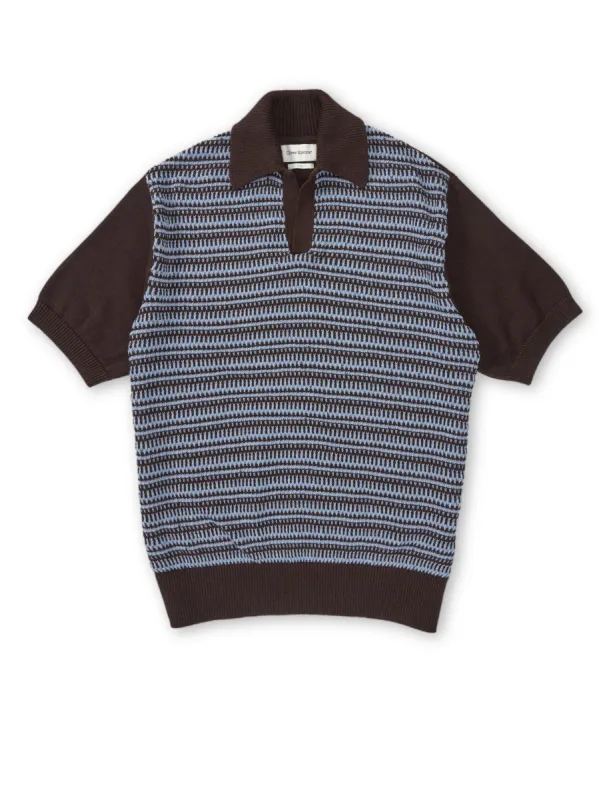 Short Sleeve Penhale Polo Shirt Riverton Brown sold by Oliver Spencer