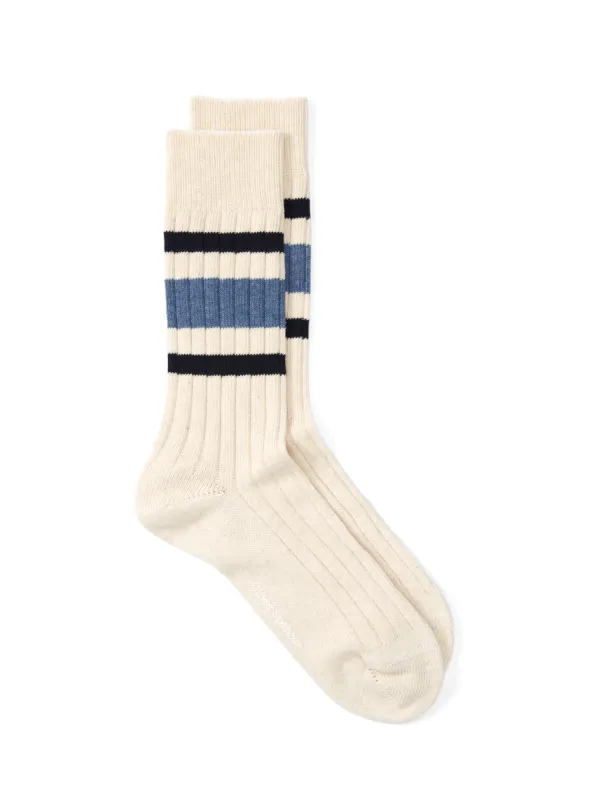 Polperro Socks Albion Cream/Sky Blue sold by Oliver Spencer