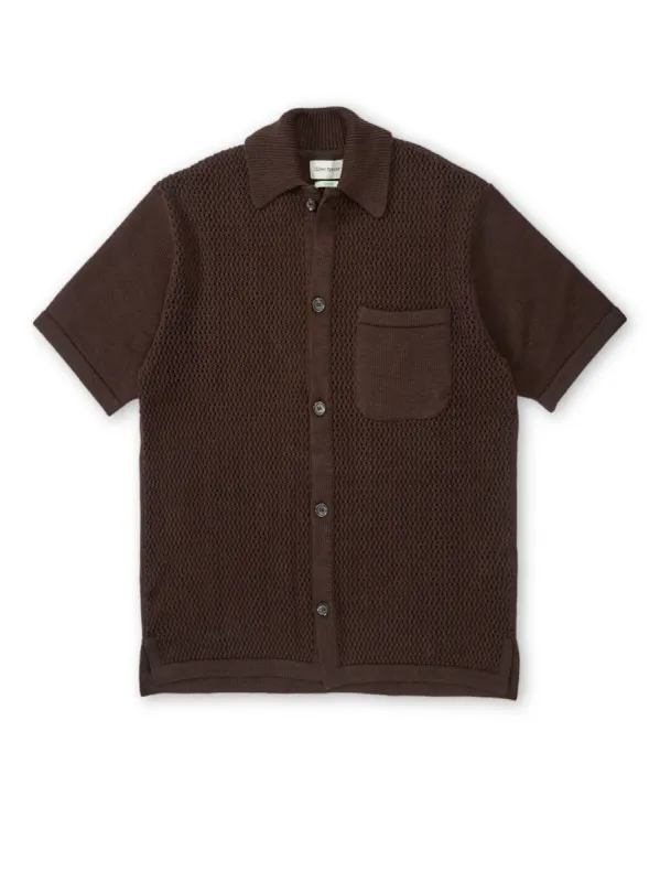Short Sleeve Mawes Knitted Shirt Tamar Brown sold by Oliver Spencer