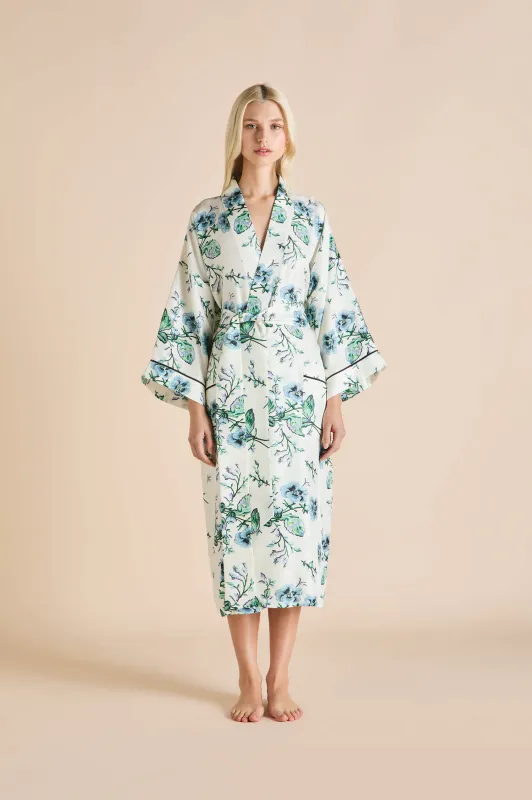Sabine Caldwell Ivory Floral Robe in Silk Twill made by Olivia von Halle