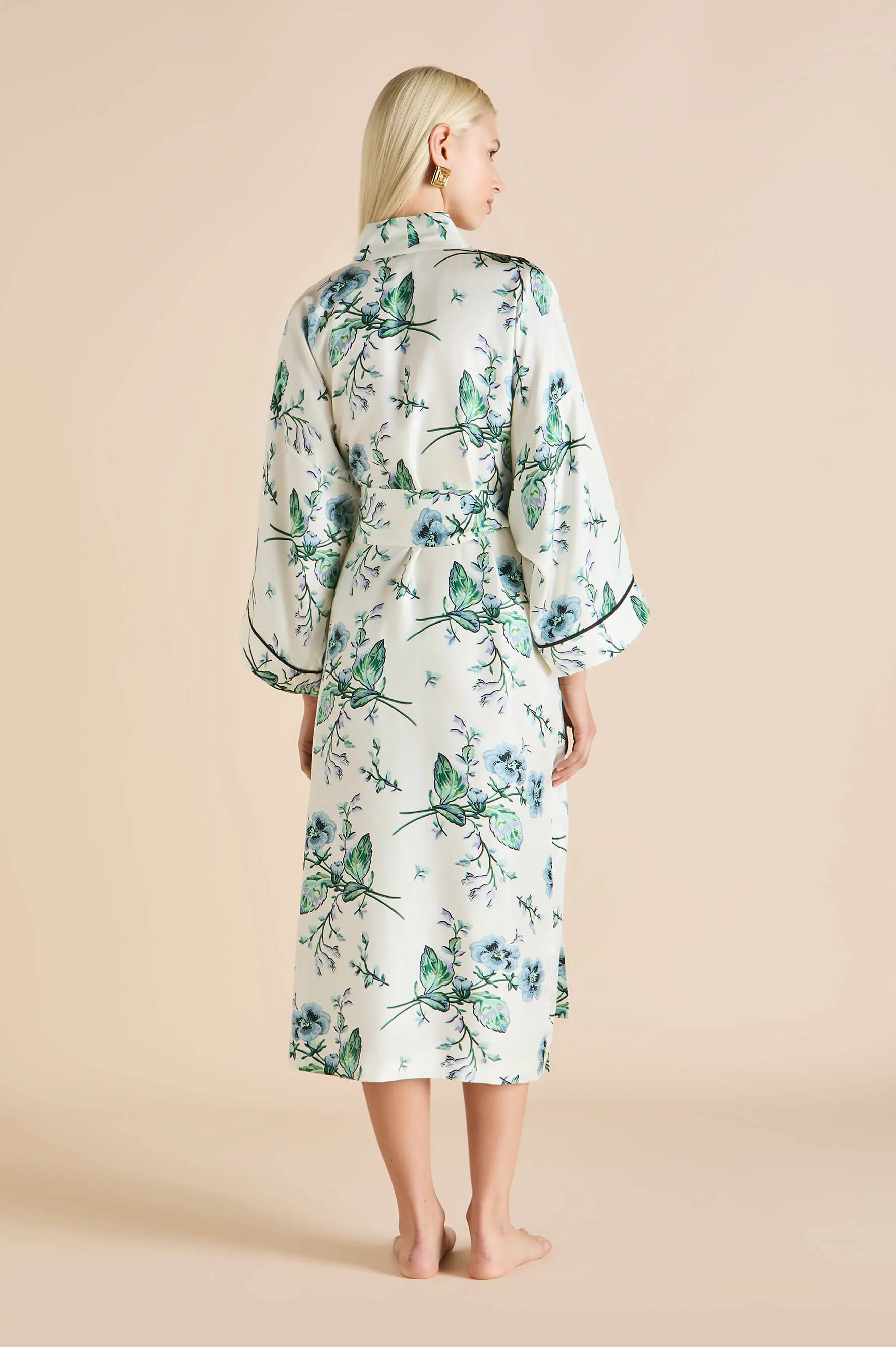 Sabine Caldwell Ivory Floral Robe in Silk Twill sold by Olivia von Halle product image thumbnail 5