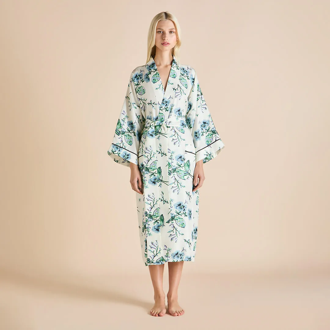 Sabine Caldwell Ivory Floral Robe in Silk Twill sold by Olivia von Halle product image thumbnail 2