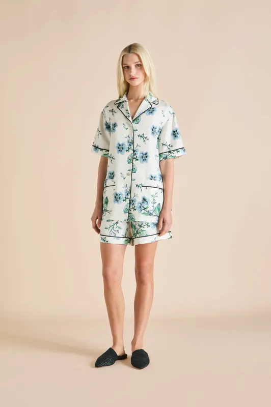 Ingo Caldwell Ivory Floral Pajamas in Silk Twill made by Olivia von Halle