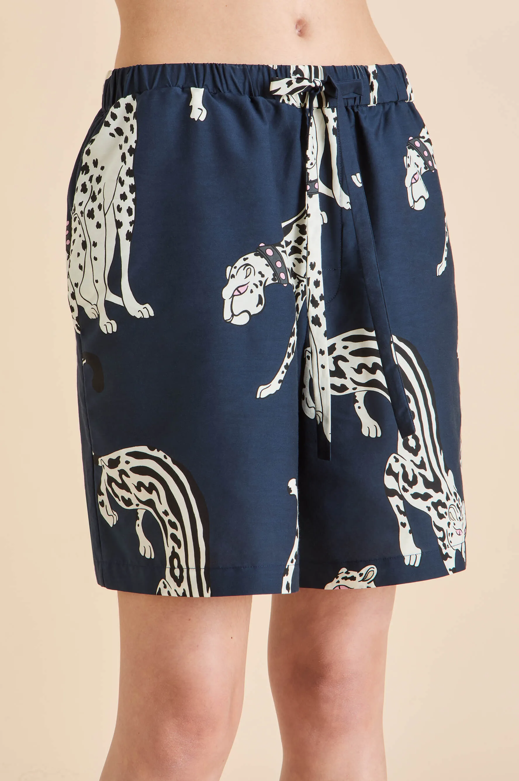 Emeli Ziegfeld Blue Leopard Pajamas in Cotton-Silk sold by Olivia von Halle product image thumbnail 5